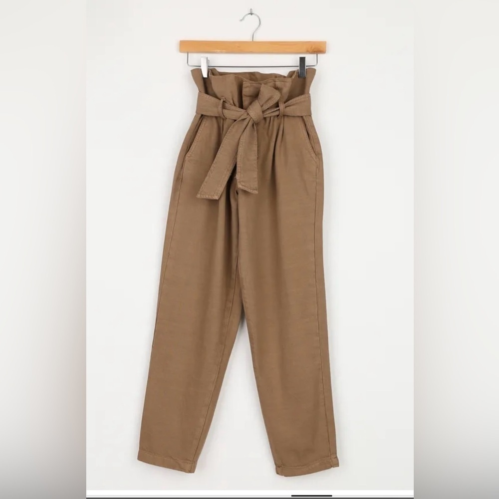 Blank NYC Women’s pants Tan paper bag High Waisted Trousers retro
